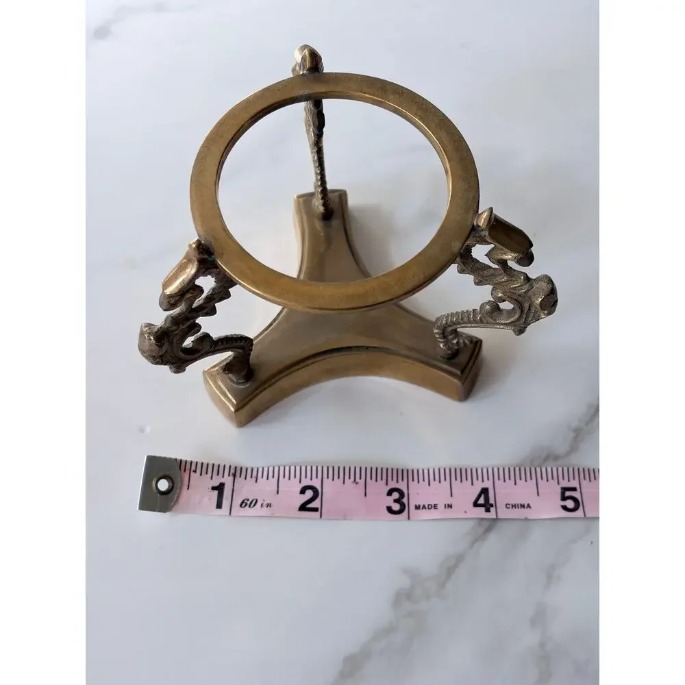 Vintage Gold Tone Dragon Sphere Stand | Metal Crystal Ball Holder